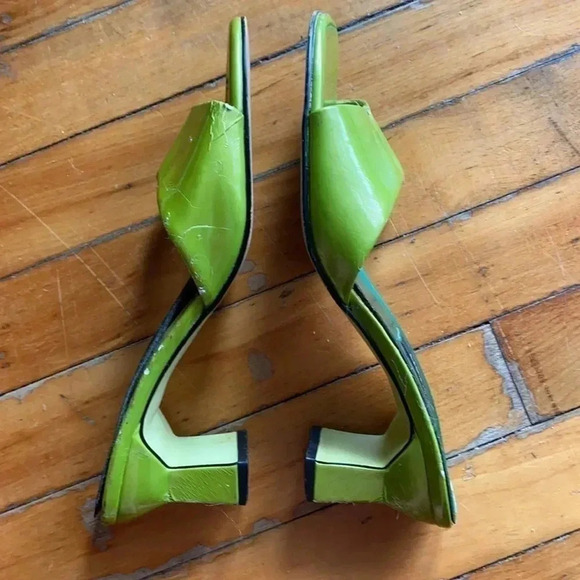 Vintage green 90s square toe  y2k kitten heels slip on mules - Picture 9 of 9